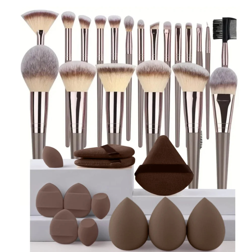 Premium Soft Fluffy Makeup Brush Set (3–20 Pcs) | Foundation, Eyeshadow & Kabuki Brushes