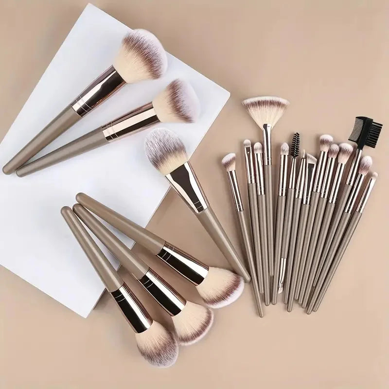 Premium Soft Fluffy Makeup Brush Set (3–20 Pcs) | Foundation, Eyeshadow & Kabuki Brushes
