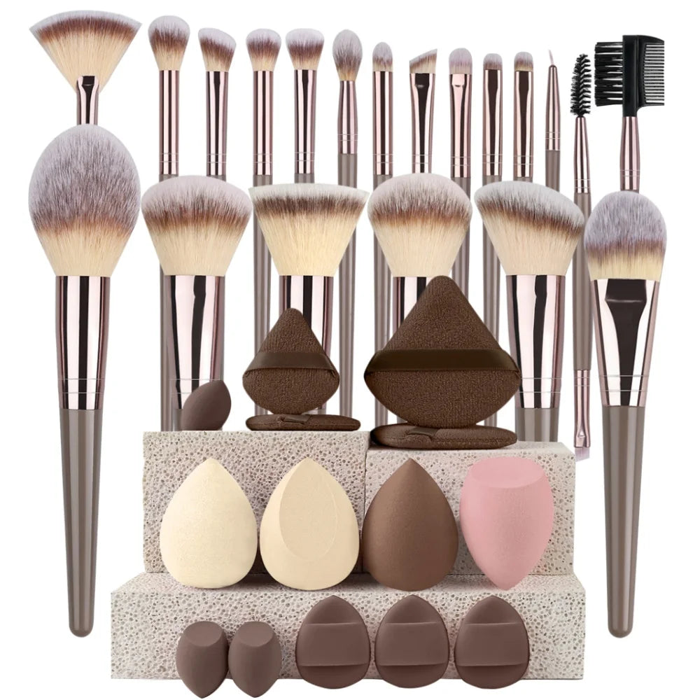 Premium Soft Fluffy Makeup Brush Set (3–20 Pcs) | Foundation, Eyeshadow & Kabuki Brushes