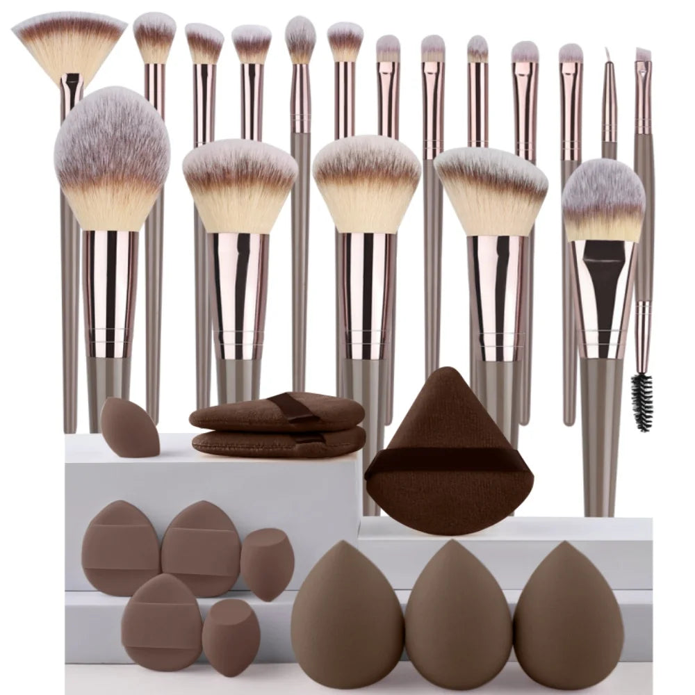 Premium Soft Fluffy Makeup Brush Set (3–20 Pcs) | Foundation, Eyeshadow & Kabuki Brushes