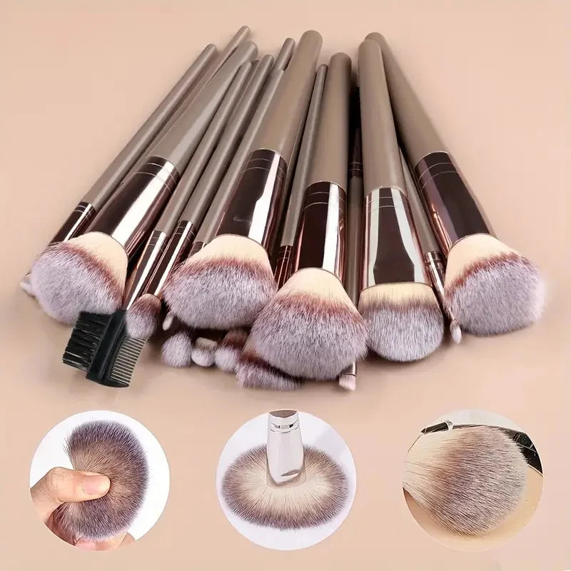 Premium Soft Fluffy Makeup Brush Set (3–20 Pcs) | Foundation, Eyeshadow & Kabuki Brushes