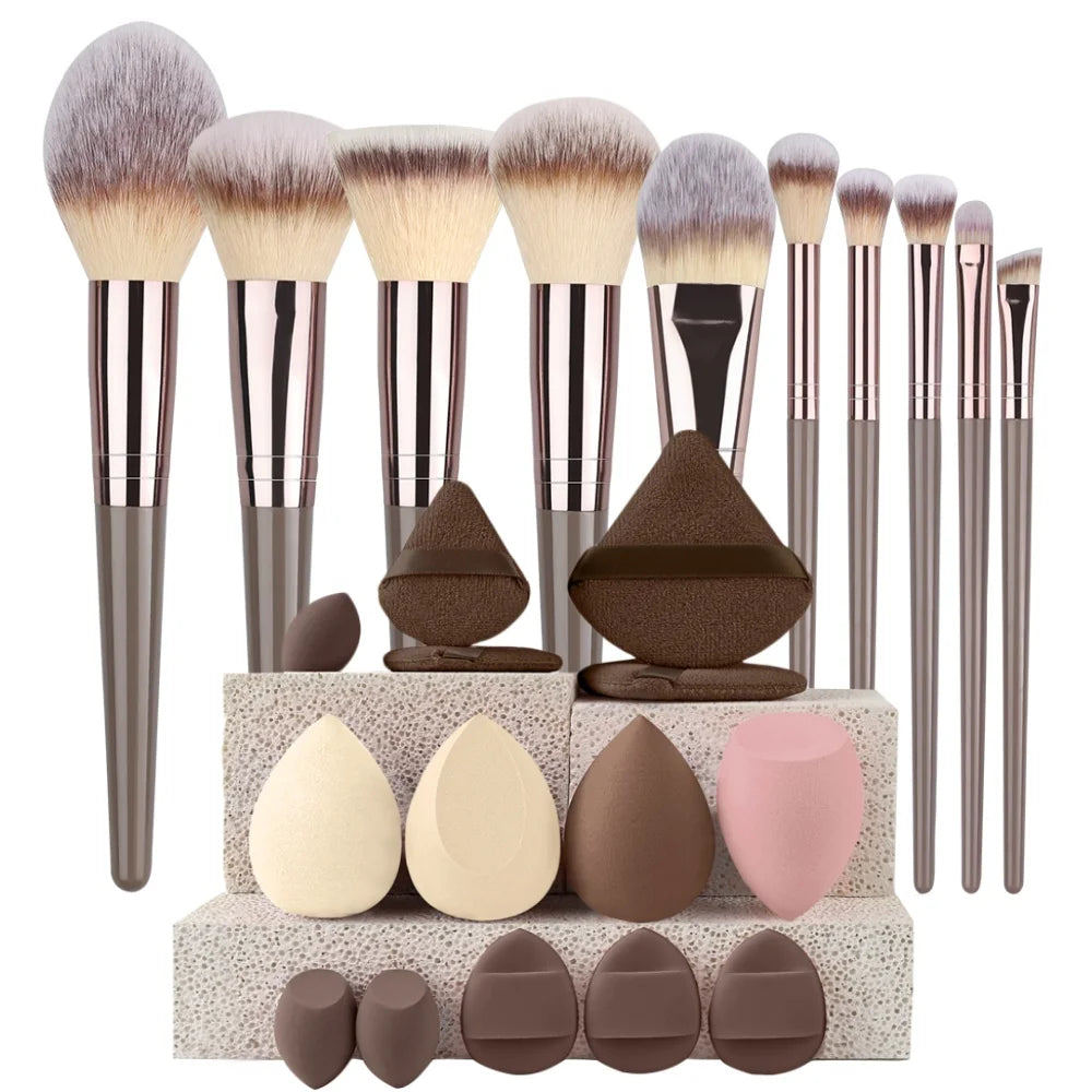 Premium Soft Fluffy Makeup Brush Set (3–20 Pcs) | Foundation, Eyeshadow & Kabuki Brushes