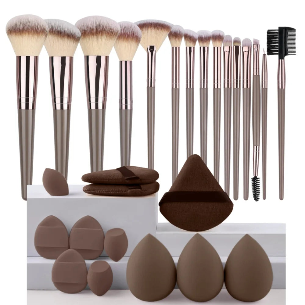 Premium Soft Fluffy Makeup Brush Set (3–20 Pcs) | Foundation, Eyeshadow & Kabuki Brushes