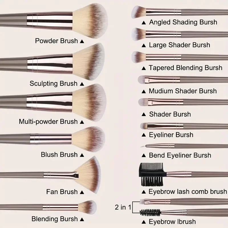 Premium Soft Fluffy Makeup Brush Set (3–20 Pcs) | Foundation, Eyeshadow & Kabuki Brushes
