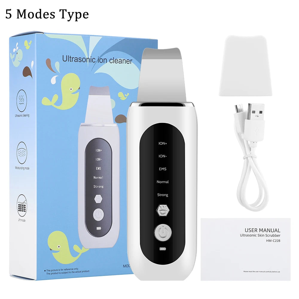 Ultrasonic Deep Cleansing Facial Spatula – Blackhead Exfoliating Shovel & EMS Lifting Device