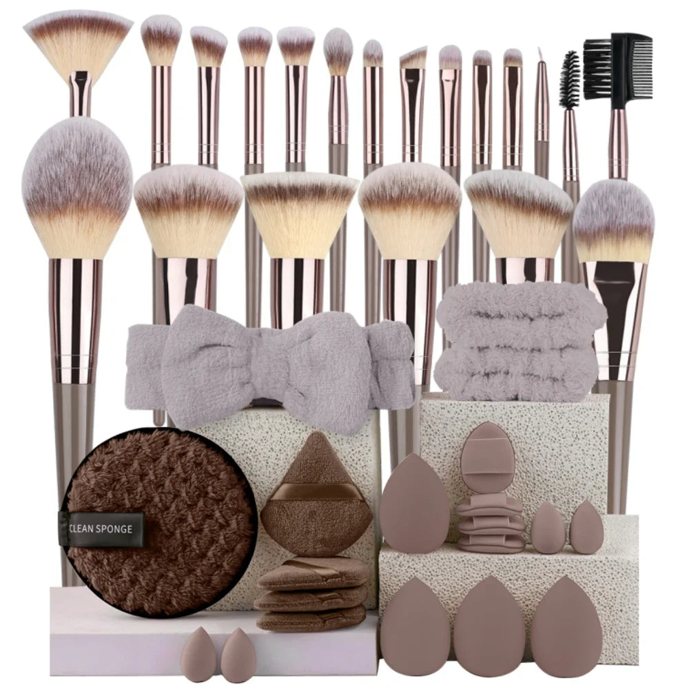 Premium Soft Fluffy Makeup Brush Set (3–20 Pcs) | Foundation, Eyeshadow & Kabuki Brushes