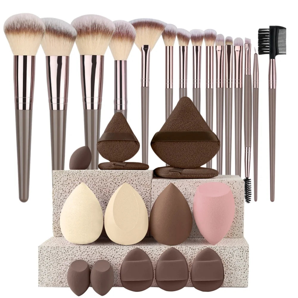 Premium Soft Fluffy Makeup Brush Set (3–20 Pcs) | Foundation, Eyeshadow & Kabuki Brushes