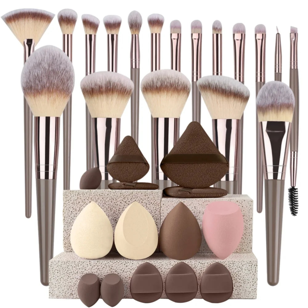 Premium Soft Fluffy Makeup Brush Set (3–20 Pcs) | Foundation, Eyeshadow & Kabuki Brushes