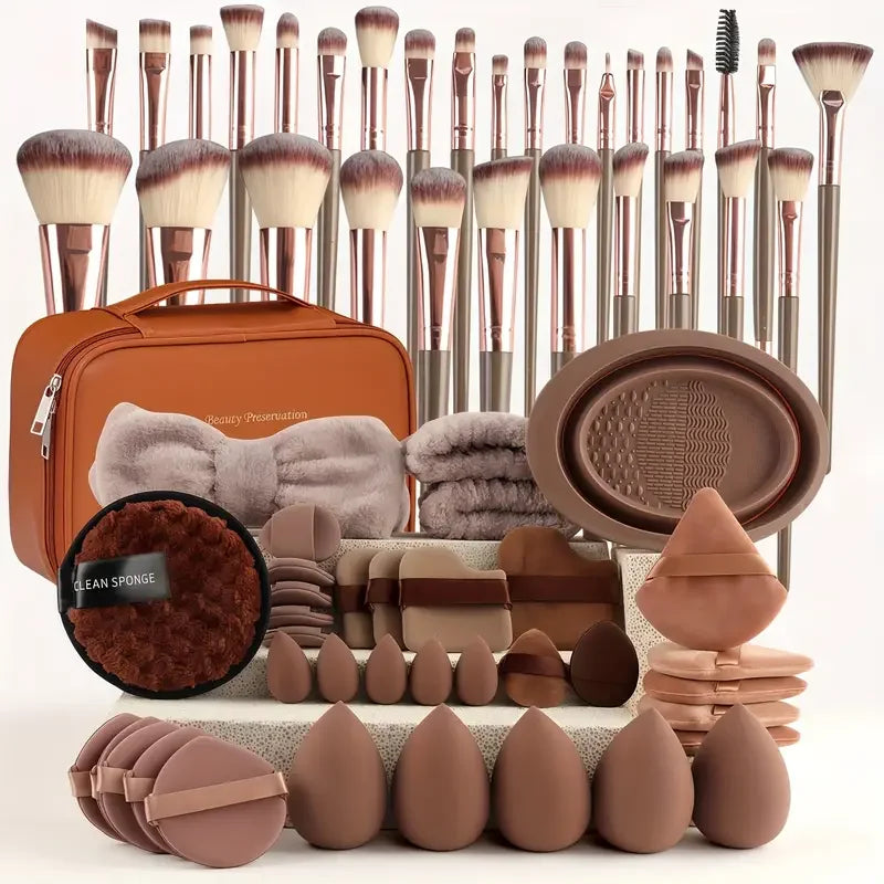 Premium Soft Fluffy Makeup Brush Set (3–20 Pcs) | Foundation, Eyeshadow & Kabuki Brushes