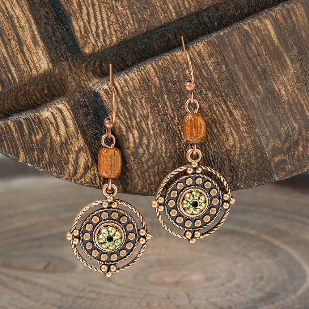 Ethnic Vintage Brown Dangle Earrings | 22 Bohemian Styles