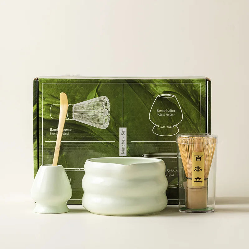 Authentic Song Dynasty Style Matcha Tea Set with Spouted Bowl, Whisk & Stand