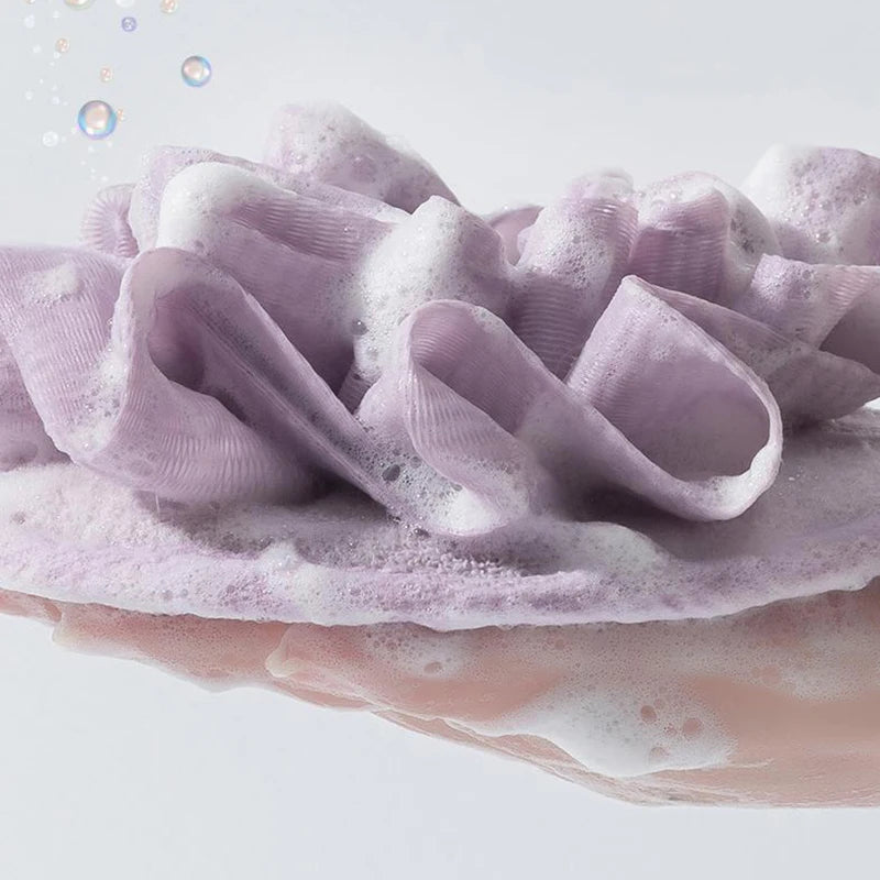 Ergonomic PE Bath Scrubber Sponge Deep Cleansing & Exfoliating Body Mesh Scrubber for Smooth Skin