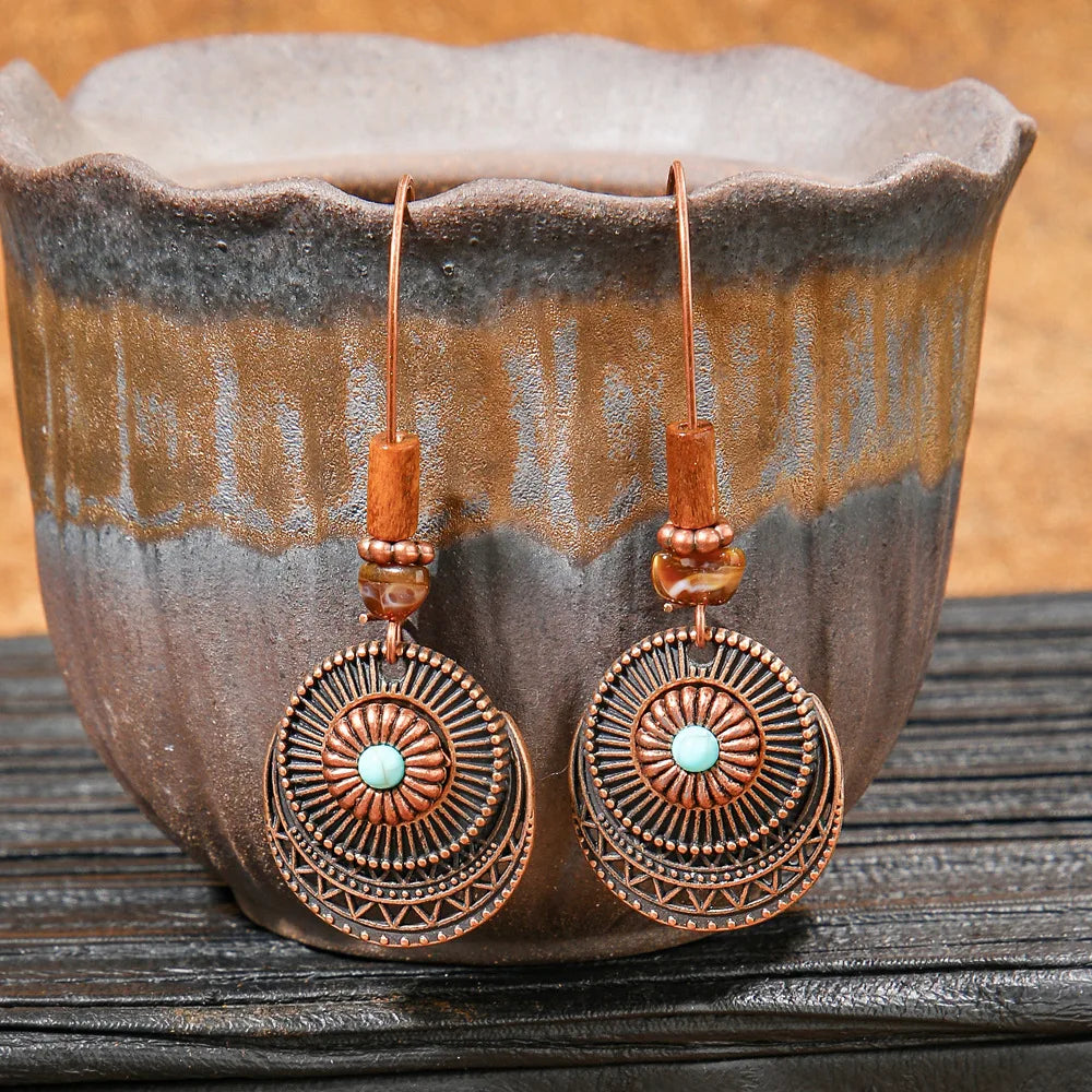 Ethnic Vintage Brown Dangle Earrings | 22 Bohemian Styles
