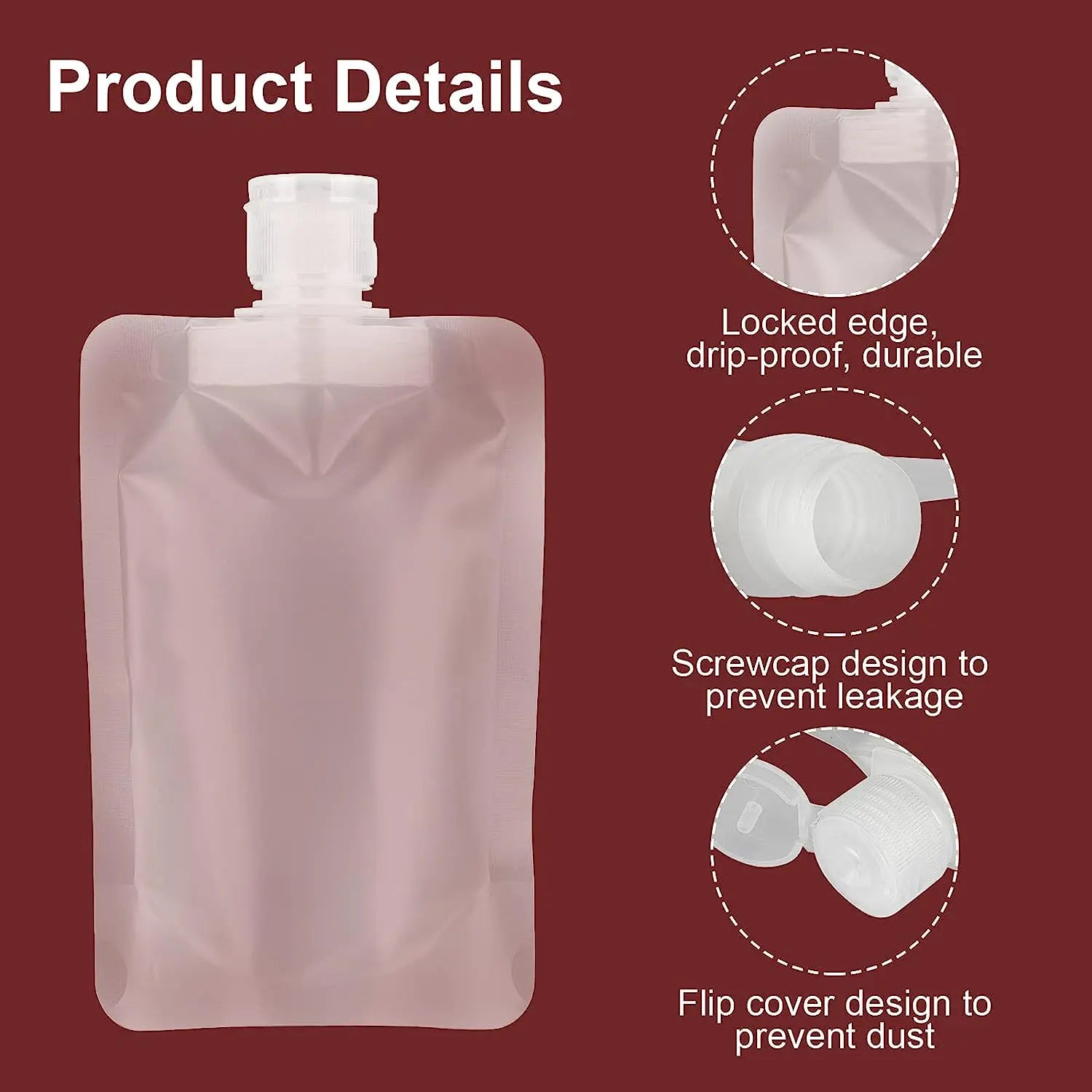 Thickened Refillable Travel Lotion Pouches – Leak-Proof Portable Cosmetic & Shampoo Squeeze Bags