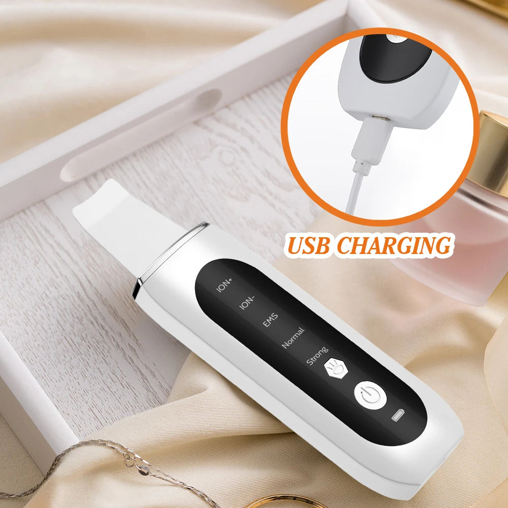 Ultrasonic Deep Cleansing Facial Spatula – Blackhead Exfoliating Shovel & EMS Lifting Device