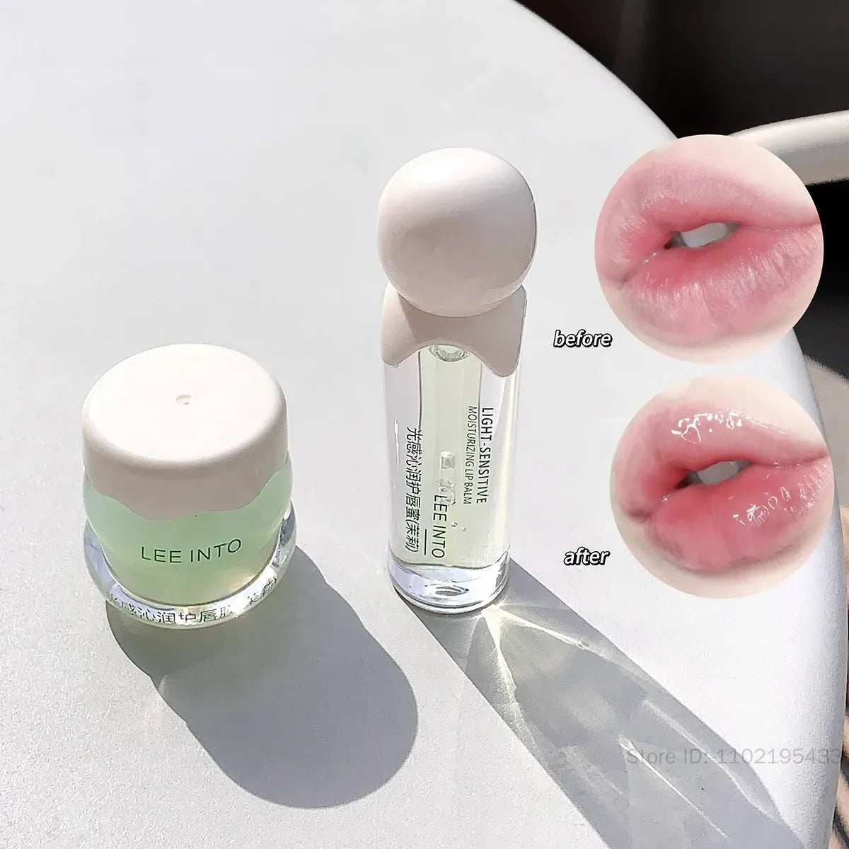 2Pcs Crystal Glass Lip Gloss & Hydrating Lip Mask Set – Non-Sticky Plumping Lip Care Duo