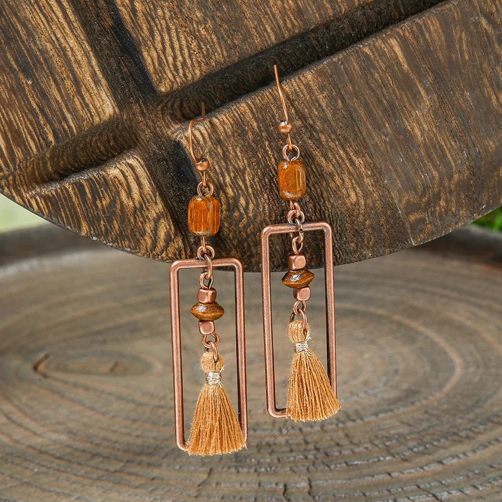 Ethnic Vintage Brown Dangle Earrings | 22 Bohemian Styles