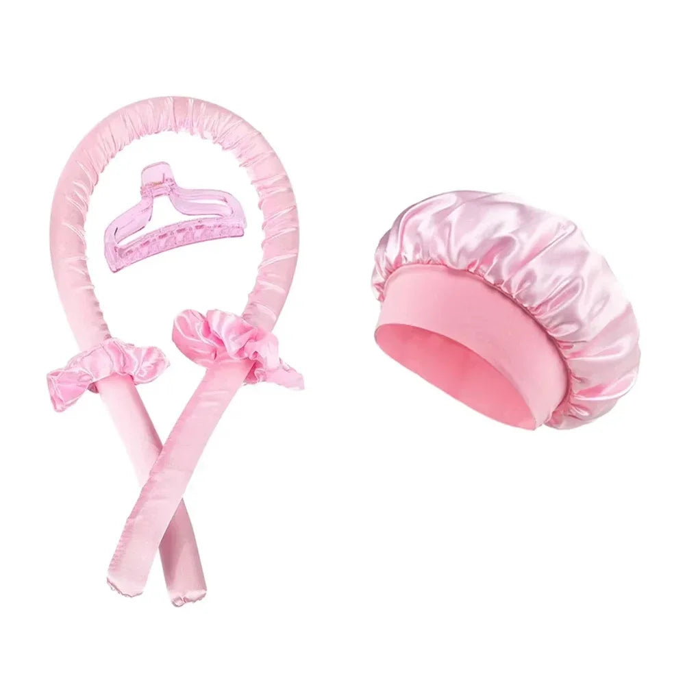 Heatless Curling Rod Night Cap & Headband Set | Soft Sleep Curlers for Heat-Free Waves
