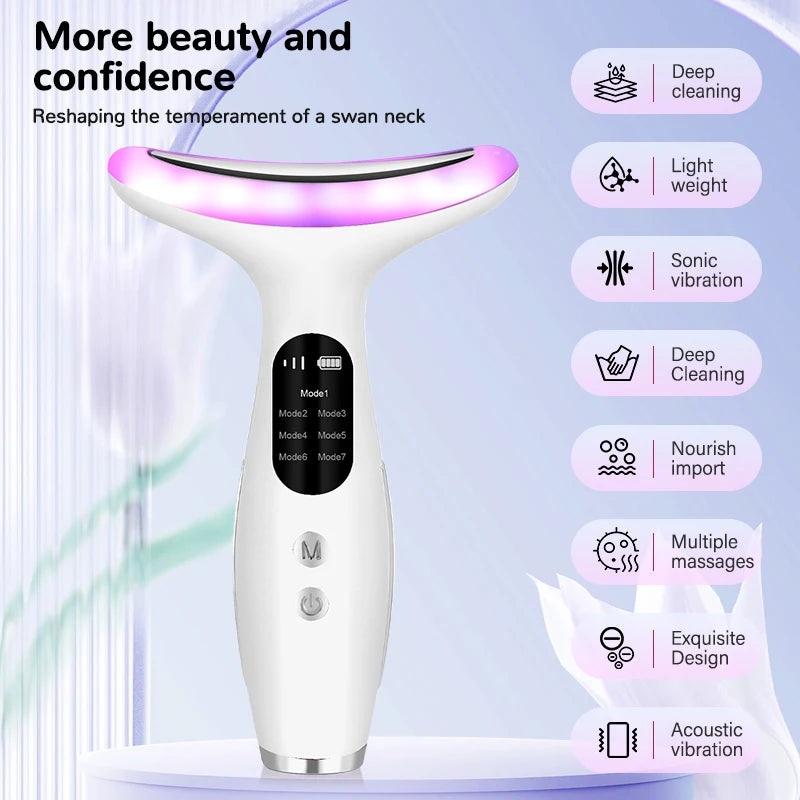 CMH 7-Color LED Thermal Neck Beauty Device – Galvanic Micro-Vibration & Skin Lifting Tool
