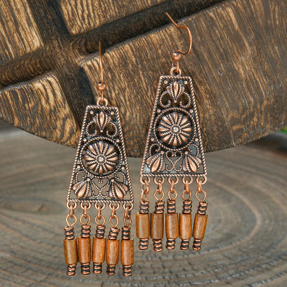 Ethnic Vintage Brown Dangle Earrings | 22 Bohemian Styles