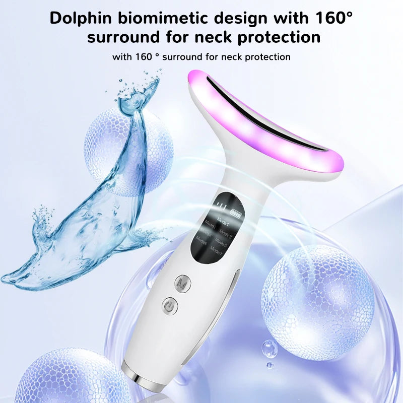 CMH 7-Color LED Thermal Neck Beauty Device – Galvanic Micro-Vibration & Skin Lifting Tool