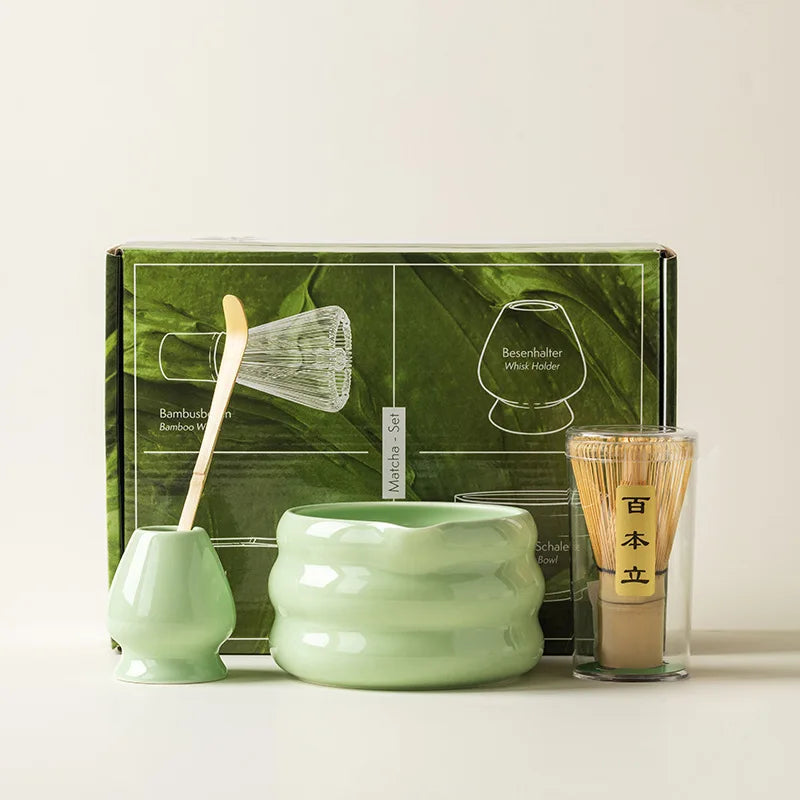 Authentic Song Dynasty Style Matcha Tea Set with Spouted Bowl, Whisk & Stand