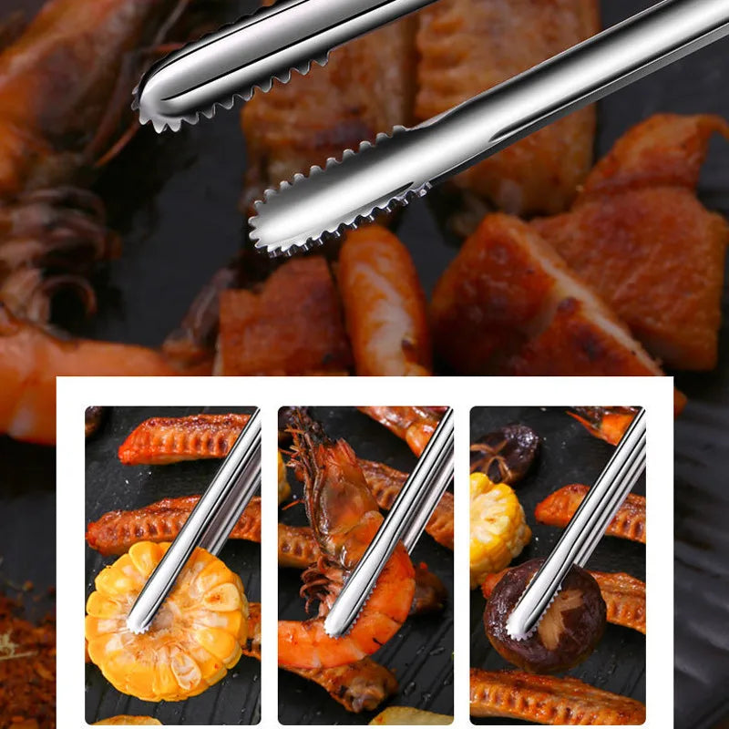 Stainless Steel Food Clip Tongs – Ergonomic Non-Slip Kitchen & Grill Utensil