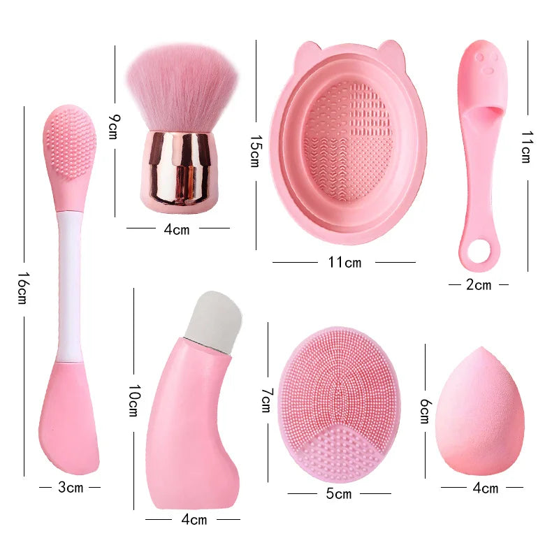 All-in-One Facial Cleansing & Makeup Tool Set | Silicone Face Brush, Cleansing Bowl & Sponge