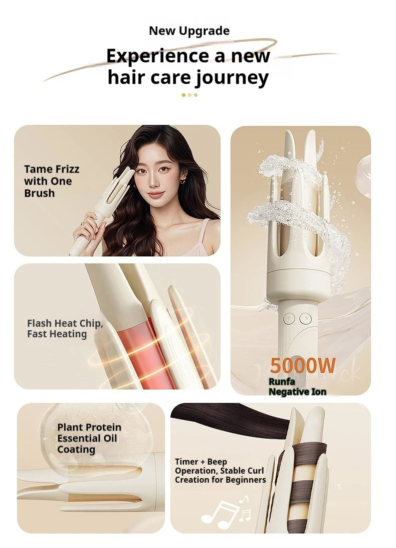Professional Automatic Ceramic Hair Curler Wand with LED Display | Fast-Curling Long Barrel Iron