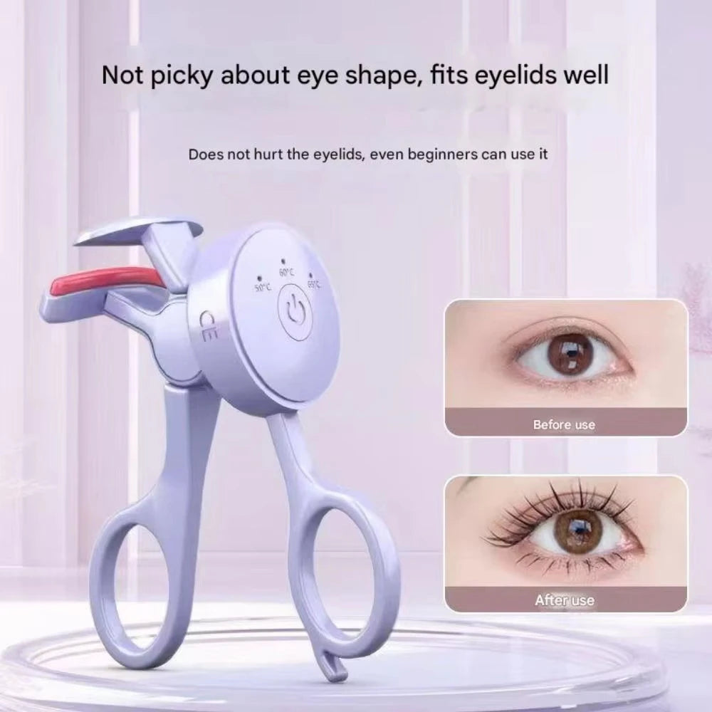 Portable Electric Heated Eyelash Curler – Safe Silicone Pad & Long-Lasting Lift
