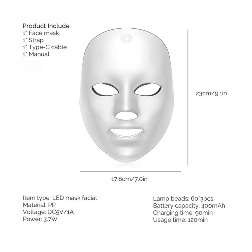 Wireless 7-Color LED Light Therapy Face Mask | Photon Skin Rejuvenation Tool