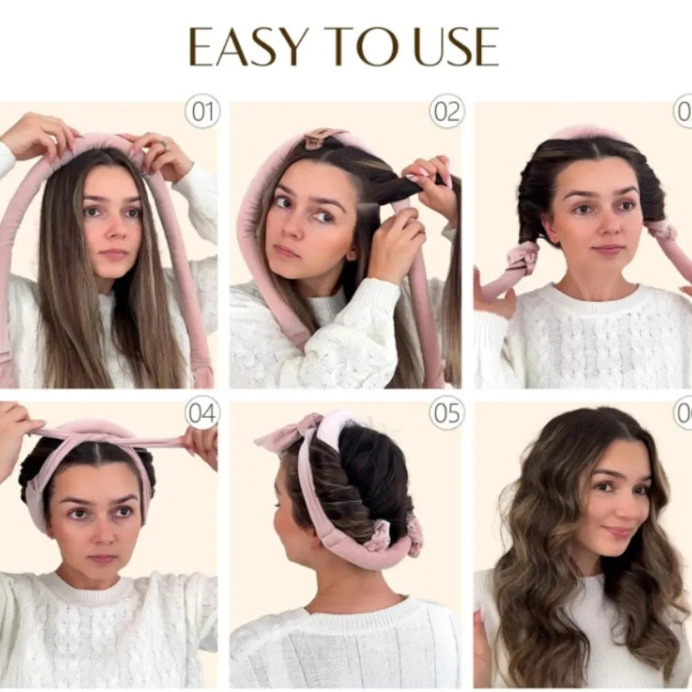 Heatless Velvet Hair Curling Rod Headband Set | Soft No-Heat Overnight Ribbon Curler