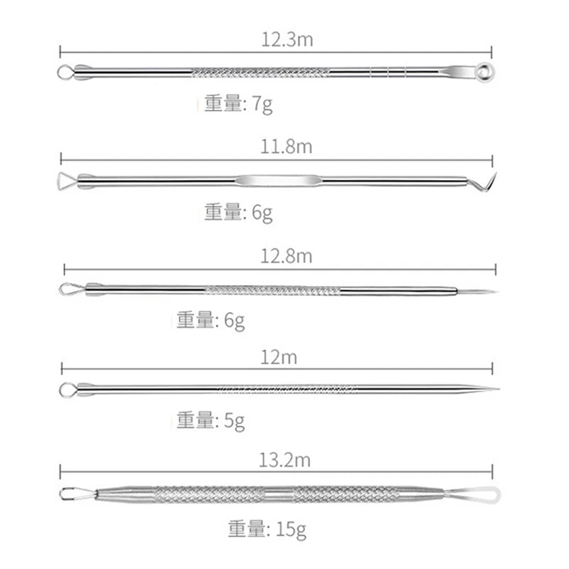 Professional Stainless Steel Blackhead Removal Set (4–5 Pcs) – Acne Needles & Precision Tweezers
