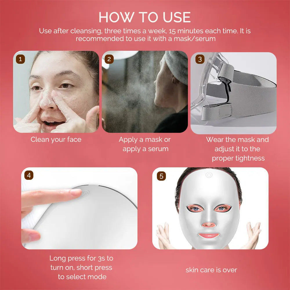 Wireless 7-Color LED Light Therapy Face Mask | Photon Skin Rejuvenation Tool