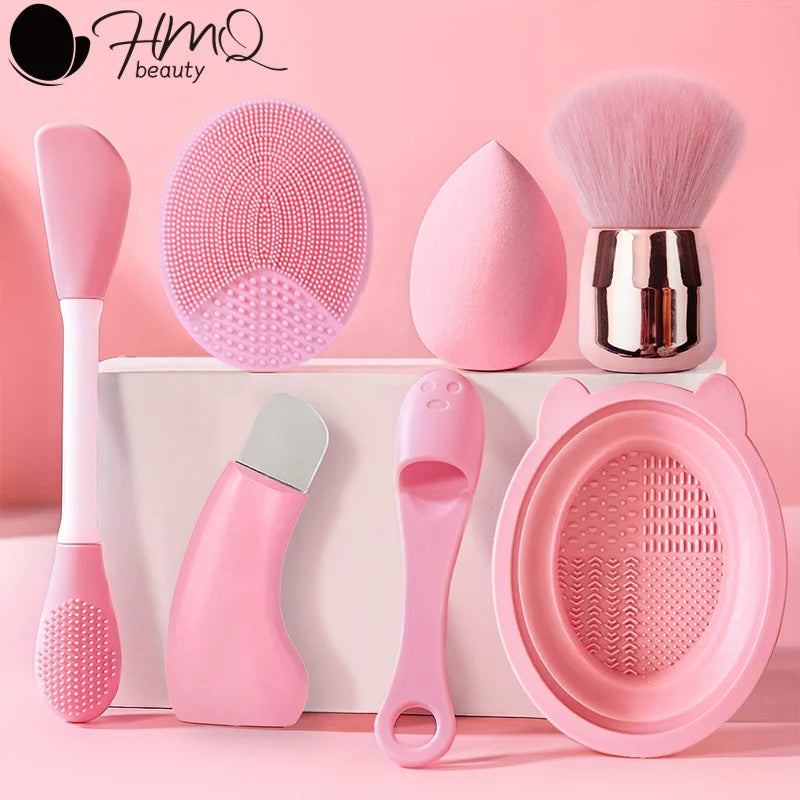 All-in-One Facial Cleansing & Makeup Tool Set | Silicone Face Brush, Cleansing Bowl & Sponge