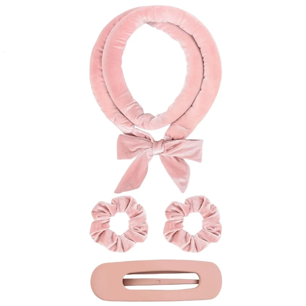 Heatless Velvet Hair Curling Rod Headband Set | Soft No-Heat Overnight Ribbon Curler