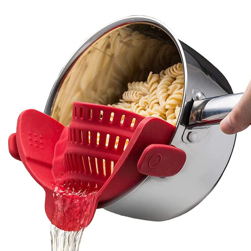 Universal Silicone Clip-On Pot Strainer | Heat-Resistant Colander for Pasta & Veggies