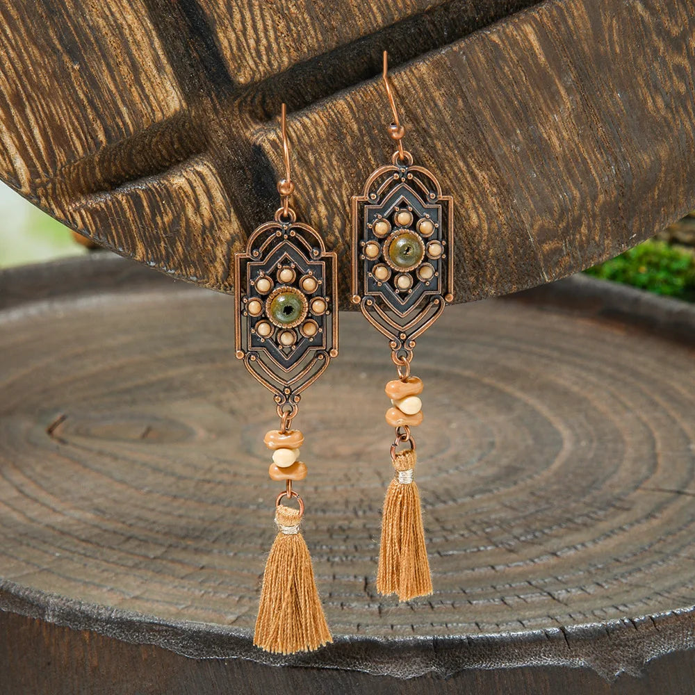 Ethnic Vintage Brown Dangle Earrings | 22 Bohemian Styles