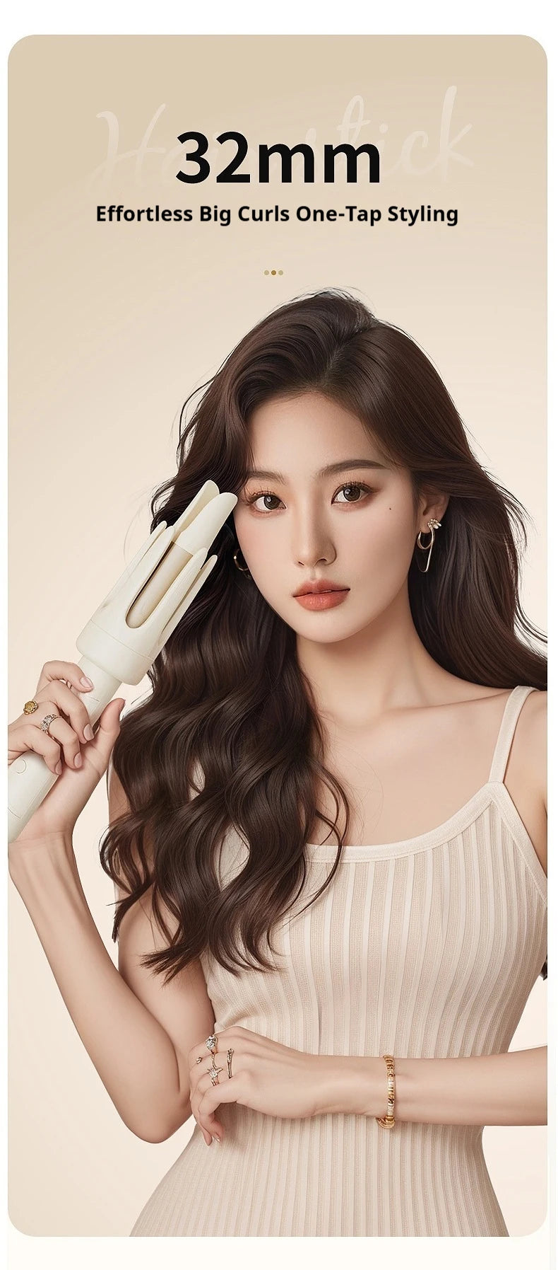 Professional Automatic Ceramic Hair Curler Wand with LED Display | Fast-Curling Long Barrel Iron