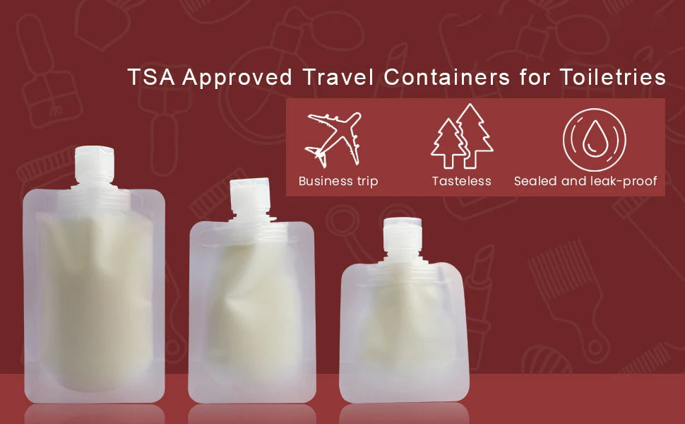 Thickened Refillable Travel Lotion Pouches – Leak-Proof Portable Cosmetic & Shampoo Squeeze Bags