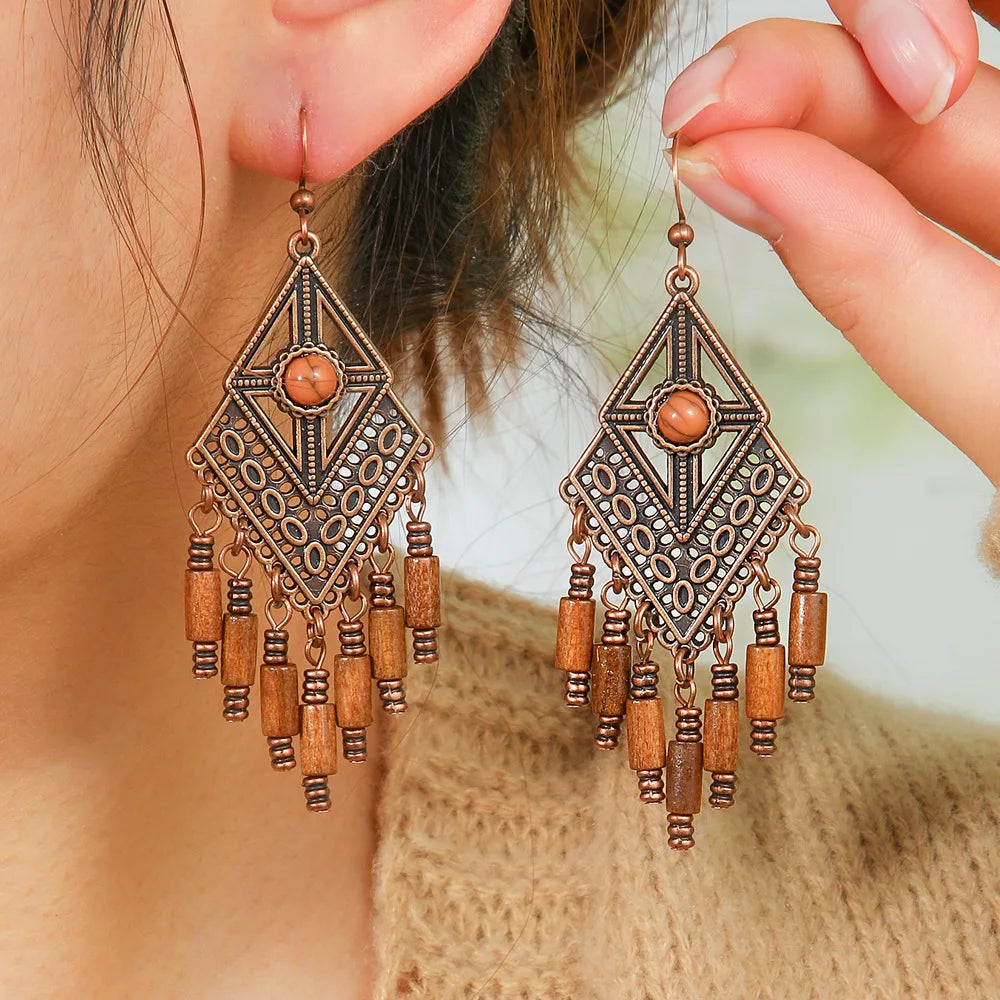 Ethnic Vintage Brown Dangle Earrings | 22 Bohemian Styles