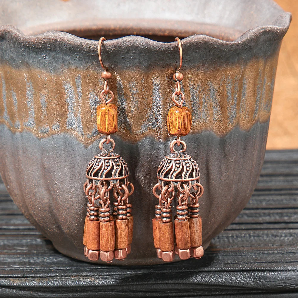 Ethnic Vintage Brown Dangle Earrings | 22 Bohemian Styles