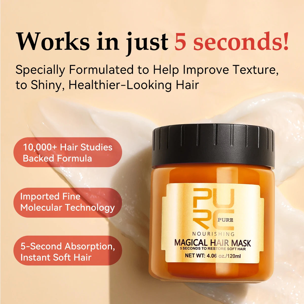 120ml Magical Keratin & Argan Oil Hair Mask – 5-Second Hydrating Treatment for Damaged Hair