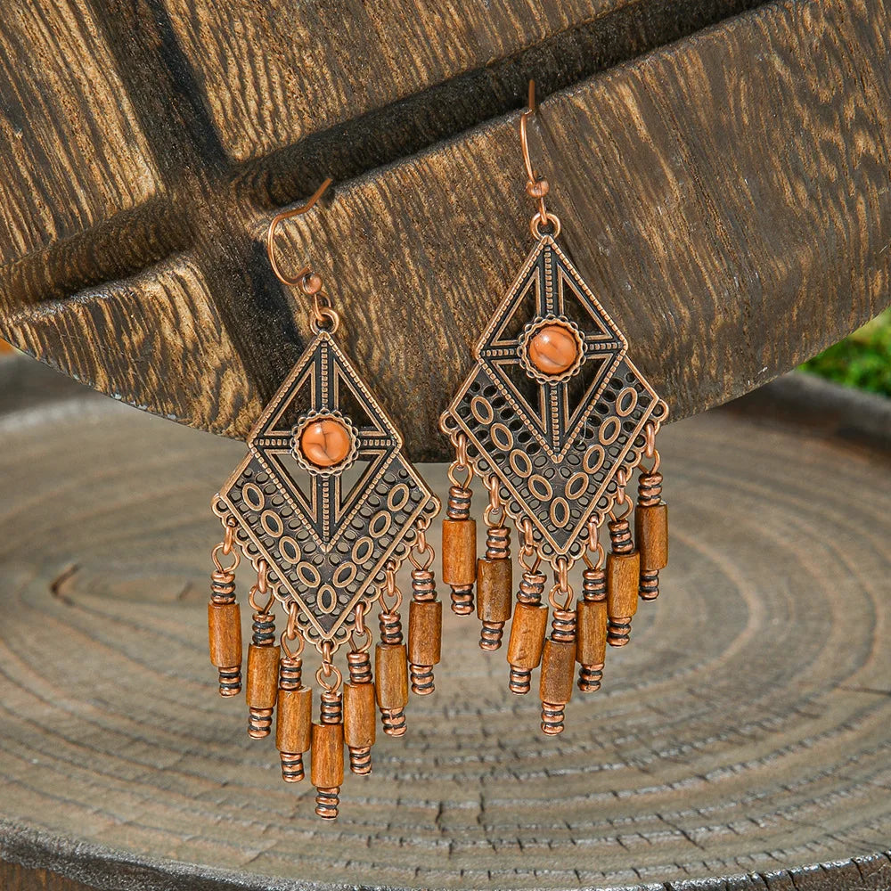 Ethnic Vintage Brown Dangle Earrings | 22 Bohemian Styles