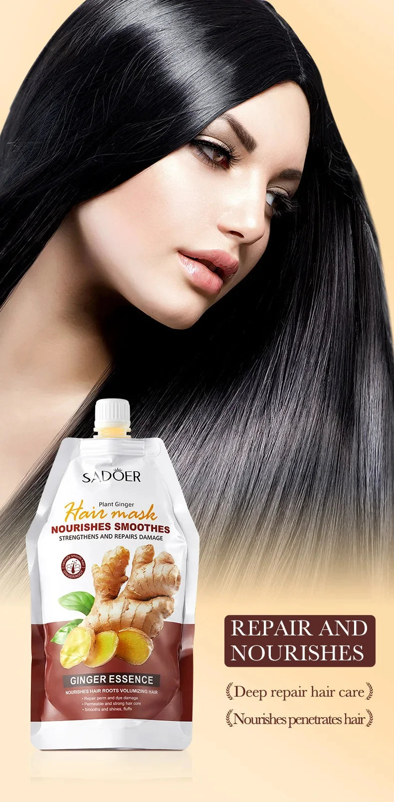 Ginger Keratin Hair Treatment Mask – Fast-Acting Restorative Cream for Soft & Shiny Hair