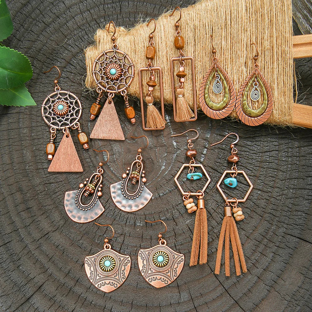 Ethnic Vintage Brown Dangle Earrings | 22 Bohemian Styles