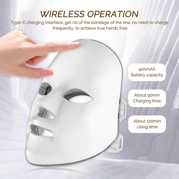Wireless 7-Color LED Light Therapy Face Mask | Photon Skin Rejuvenation Tool