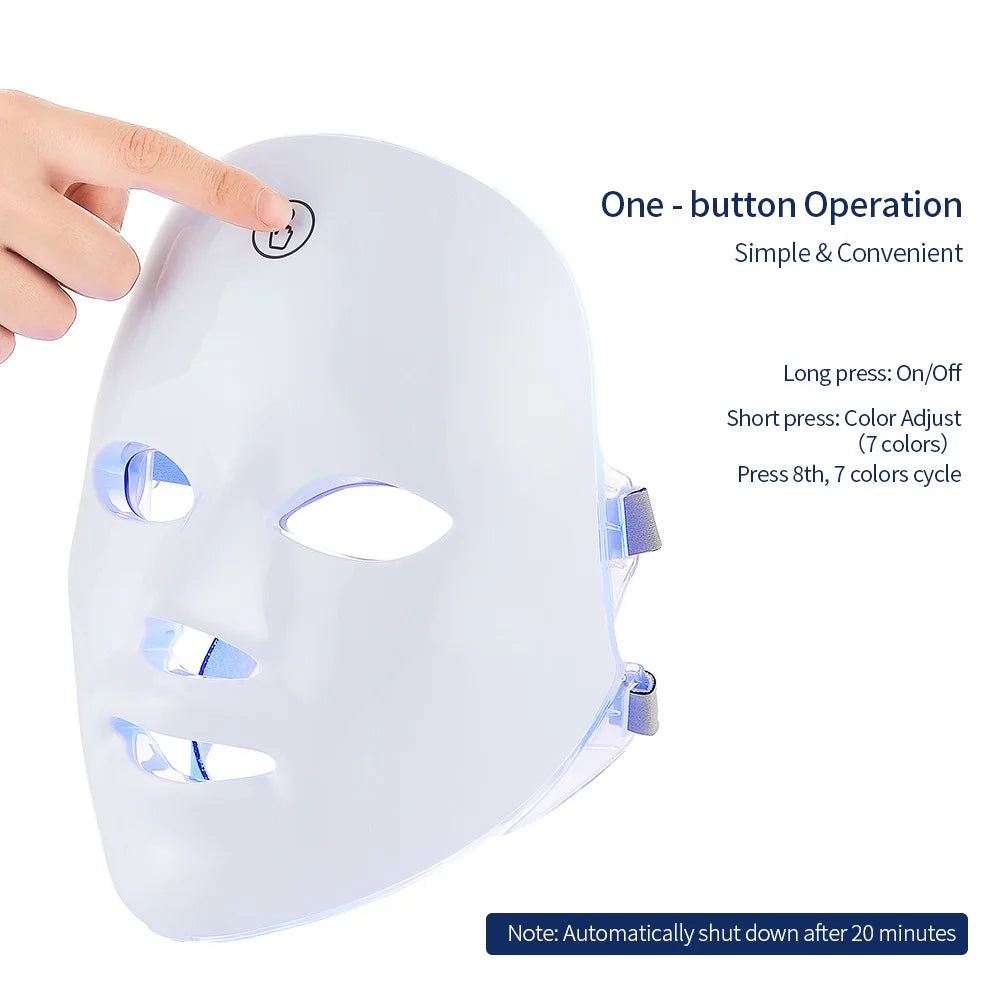 Wireless 7-Color LED Light Therapy Face Mask | Photon Skin Rejuvenation Tool