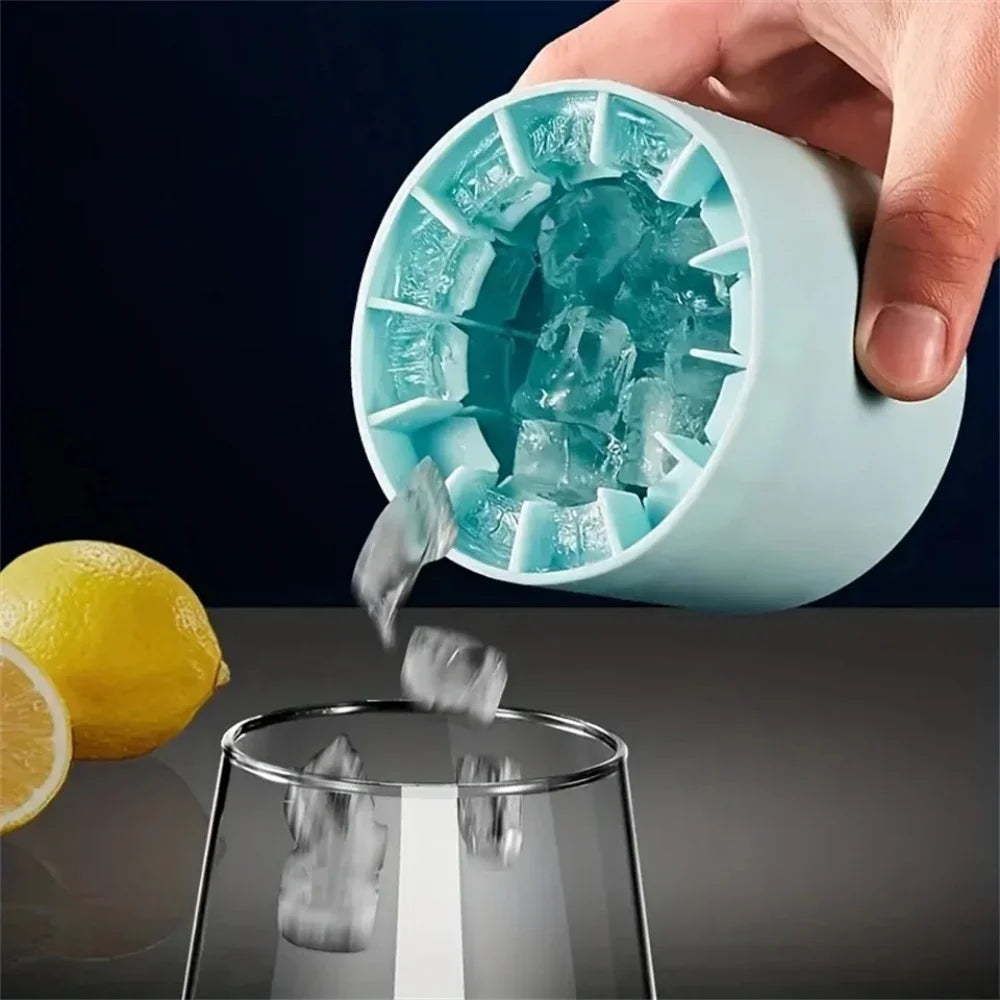 Silicone Cylinder Ice Cube Mold & Ice Bucket – Flexible Squeeze-Release Ice Maker