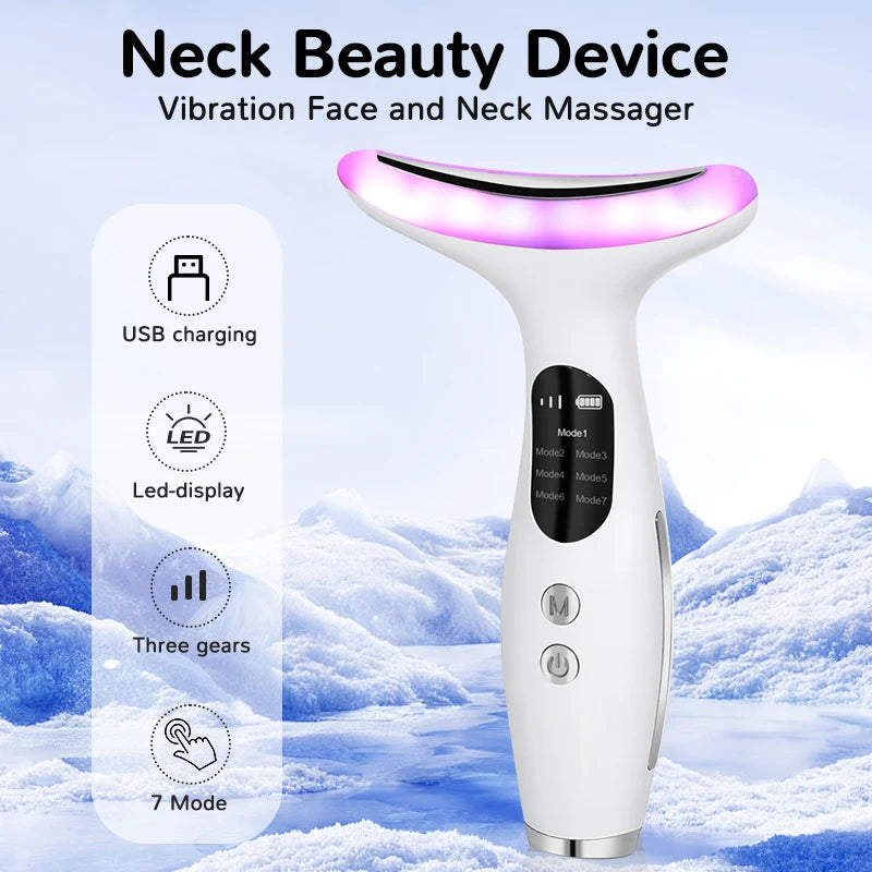 CMH 7-Color LED Thermal Neck Beauty Device – Galvanic Micro-Vibration & Skin Lifting Tool
